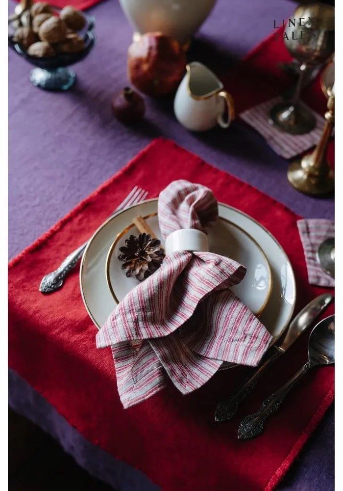 Suporturi pahare din in roz 4 buc. – Linen Tales