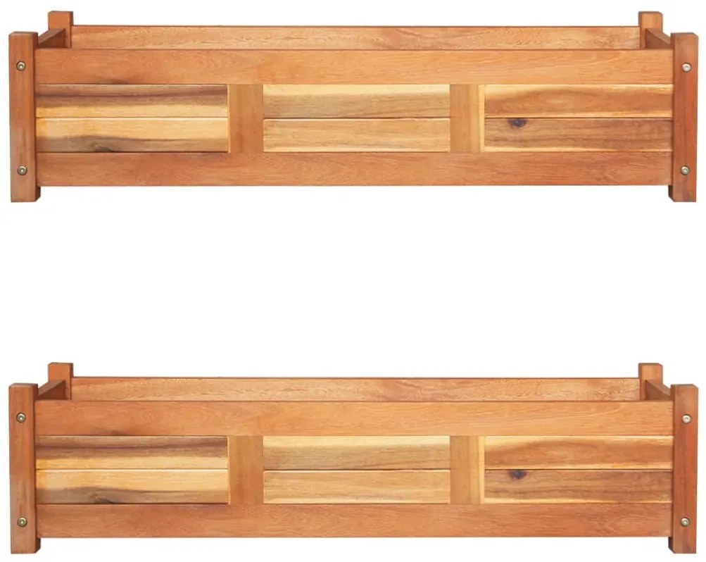 vidaXL Straturi înălțate de grădină, 2 buc, 100x30x25 cm, lemn acacia