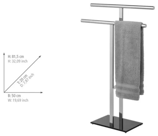 WENKO 25389100 - Suport pentru prosoape LAVA, 50x81,5 cm, inox/argintiu/negru