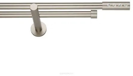 Galerie dubla ALLURE PICIOR UNIVERSAL- dubla fara inele 19/19 - CROM MAT (Alege marime: 120 cm)