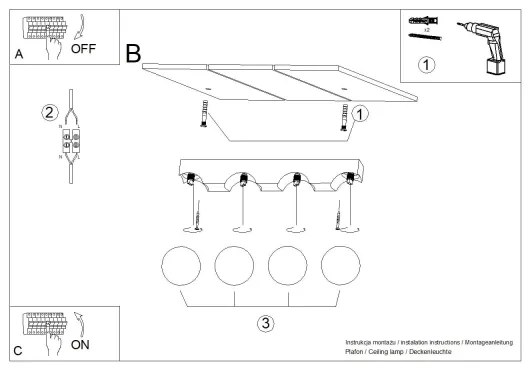 Plafonieră Sollux SL.1685 BULBO 4xG9/8W/230V fag/alb