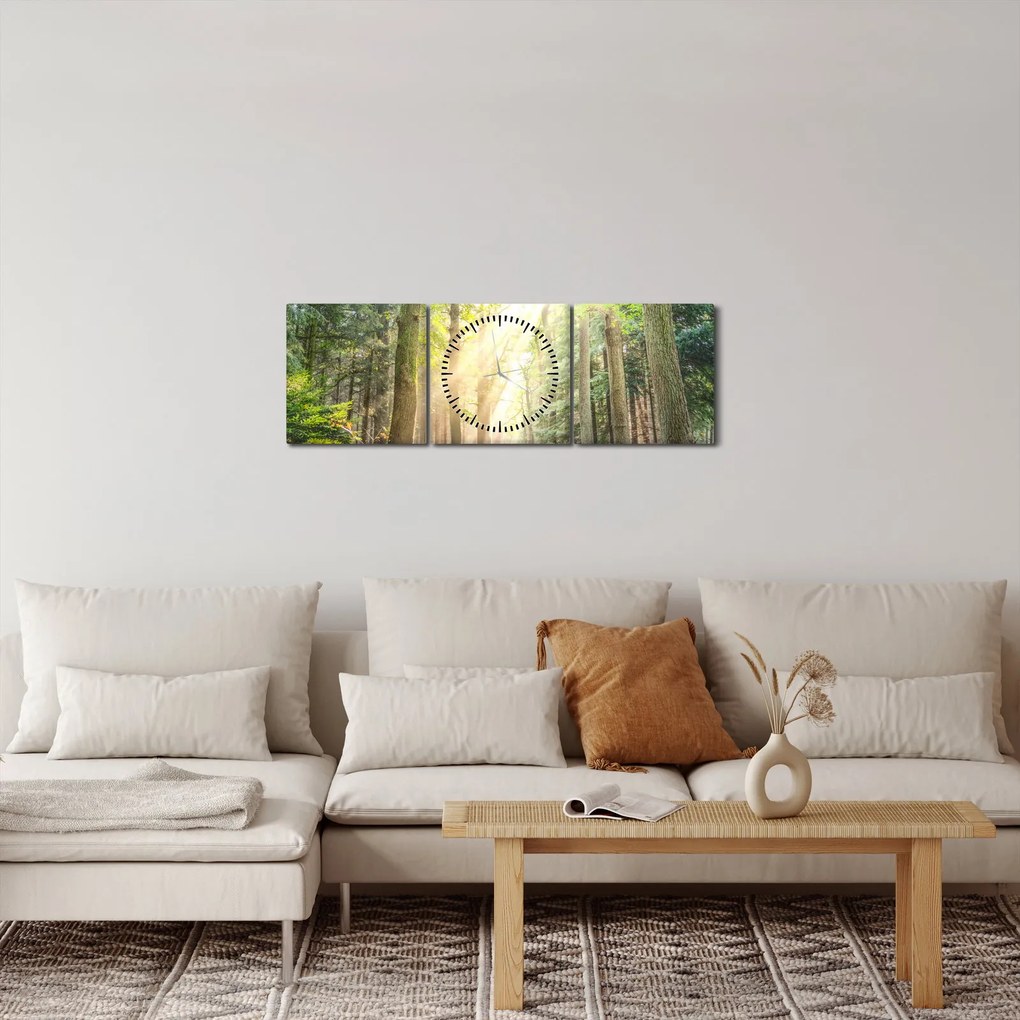 Tablou - Poteci în pădure (cu ceas) (90x30 cm)