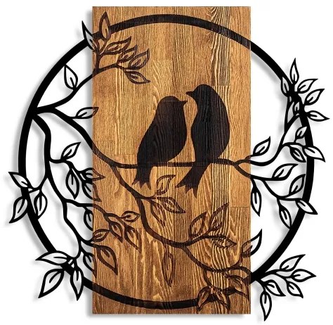 Decorațiune de perete 59x57 cm lemn/metal păsări