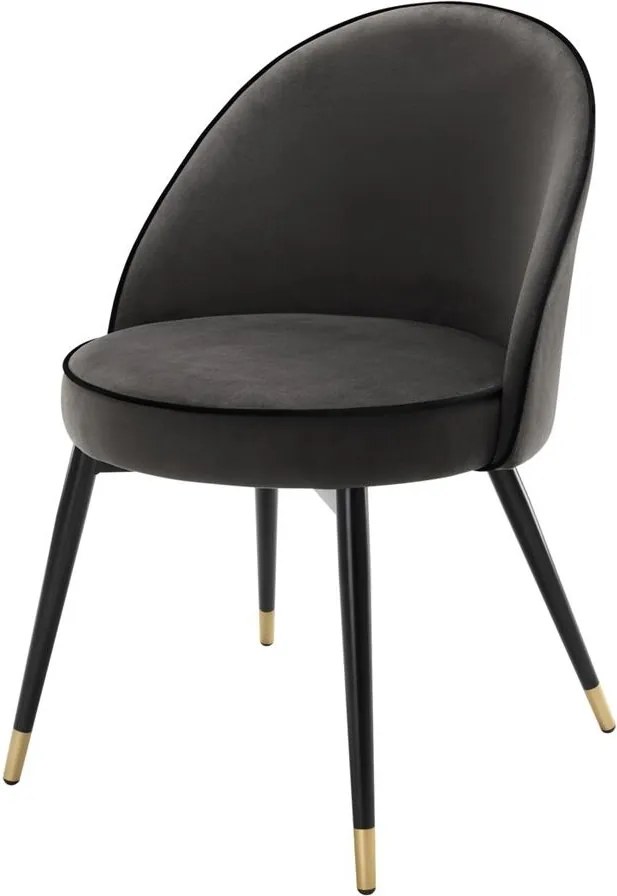 Set de 2 scaune elegante design LUX Cooper, catifea gri inchis 113125 HZ