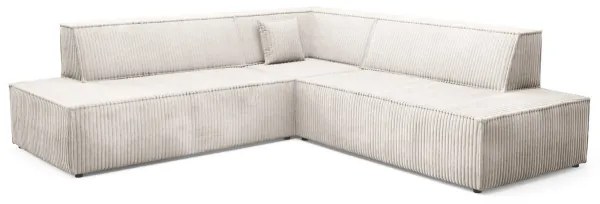 Colțar extensibil TERAMO, formă L, cu spațiu de depozitare, șezlong pe partea dreaptă, bej