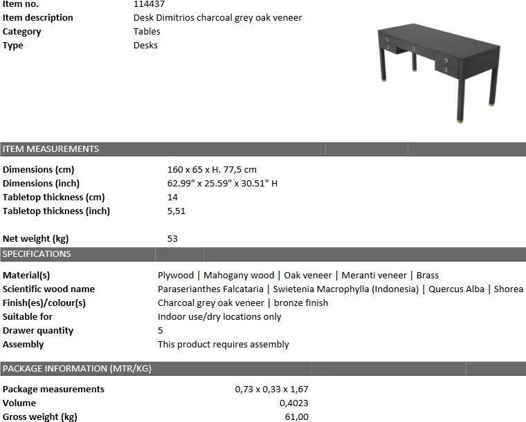 Birou design modern LUX din lemn de mahon Dimitrios 114437 HZ