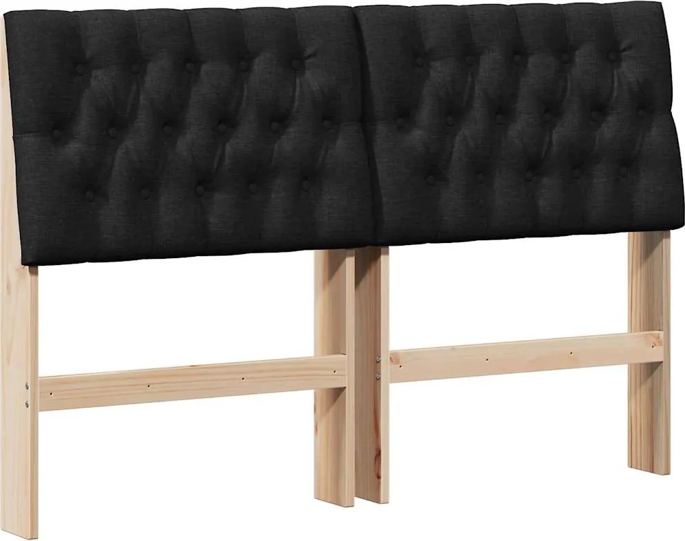 vidaXL Tăblie tapițată Negru 150 cm Lemn de pin masiv