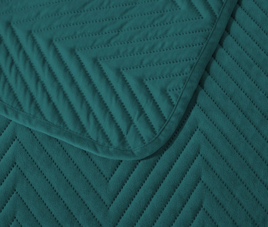 Cuvertura de pat din catifea turcoaz cu model ARROW VELVET Dimensiuni: 220 x 240 cm