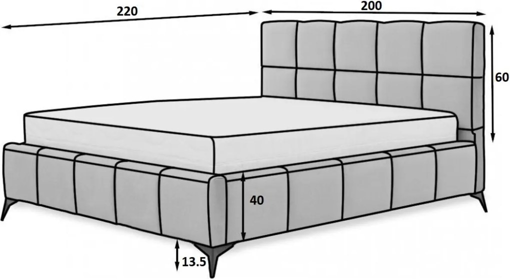 Pat tapitat cu somiera si lada depozitare, 180x200 cm, ELTAP, BE-MIS-05LO, Mist, lemn/poliester, gri antracit