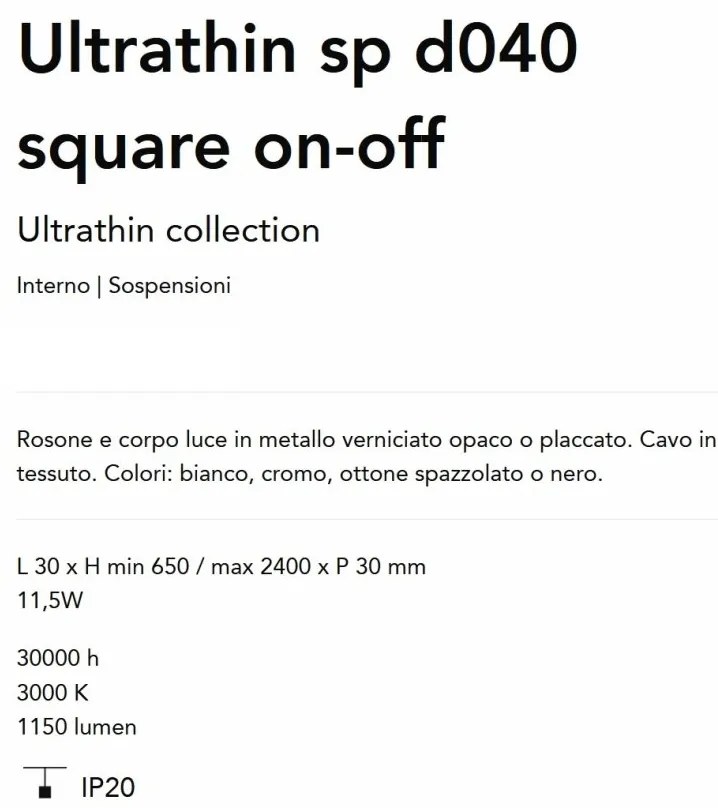 Pendul LED minimalist Ultrathin sp d040 square on-off alama