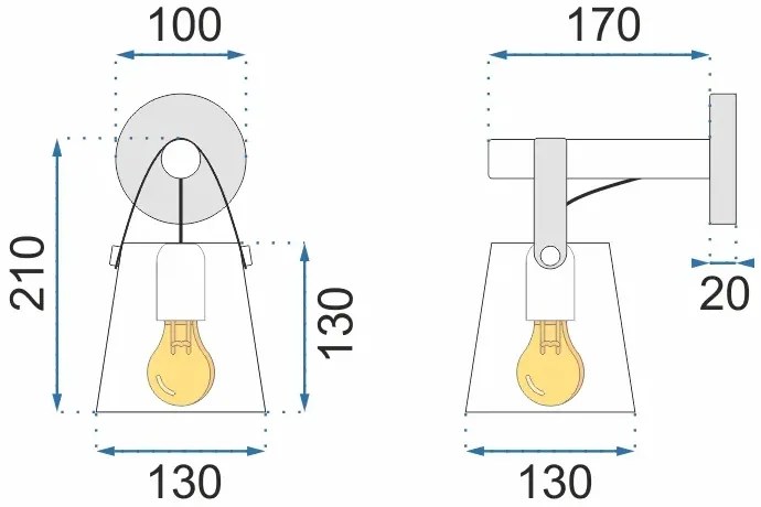 Aplică de design realizată din lemn și metal Alb
