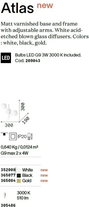 Aplica de perete moderna ATLAS AP2 NERO