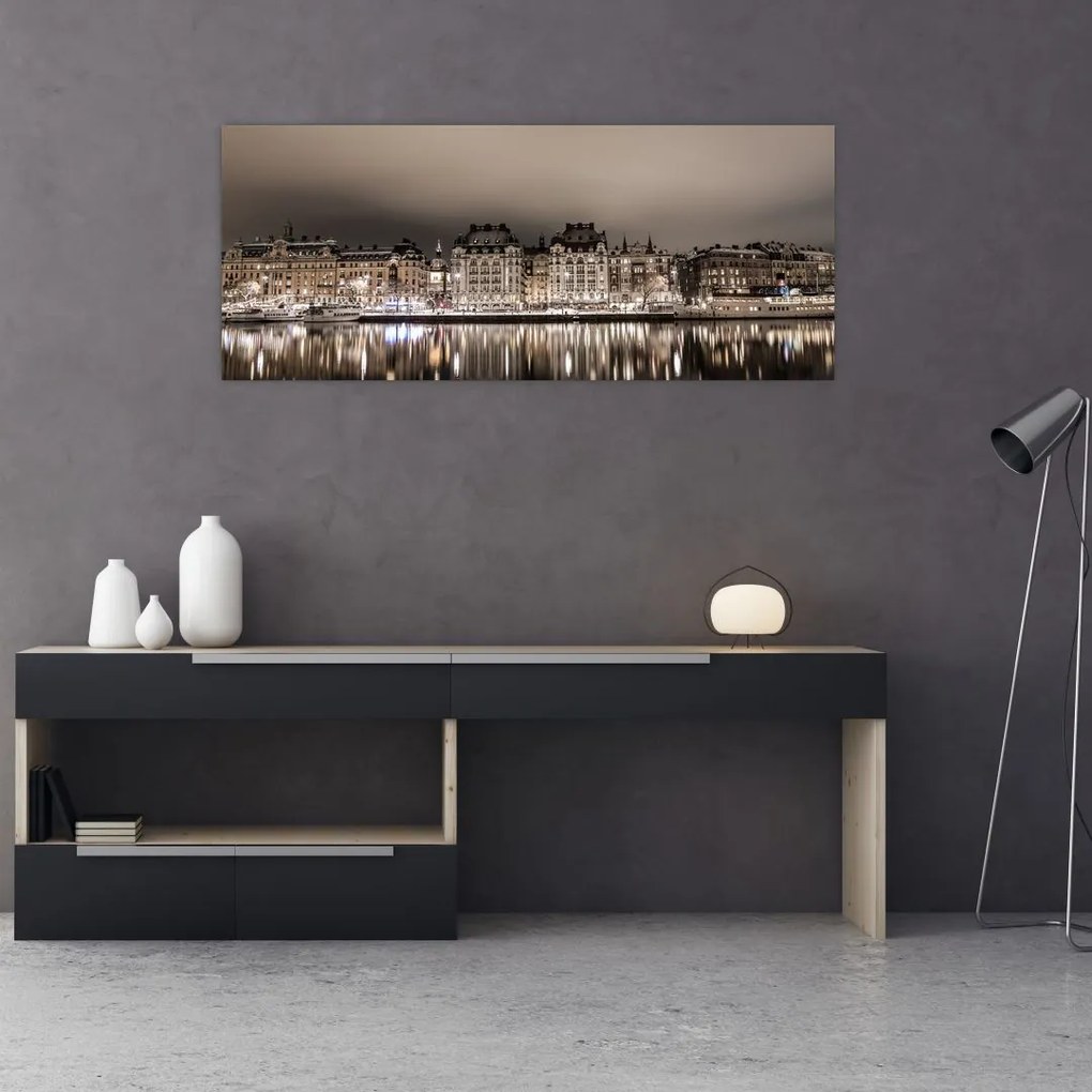 Tablou cu orașul în amurg (120x50 cm)