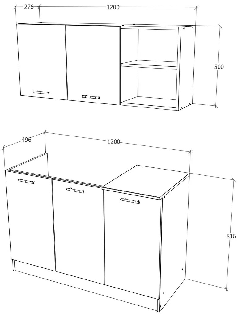 Set Bucatarie Ara, Antracit/Alb, L 120 cm