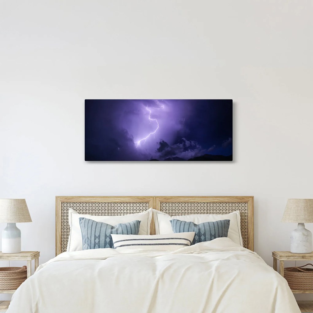 Tablou - cerul violet cu fulger (120x50 cm)