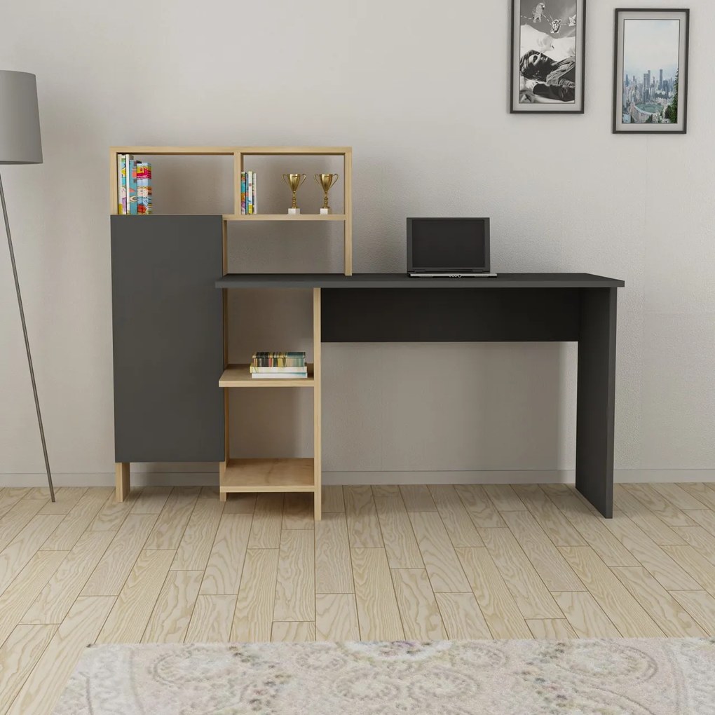 Birou Bugra Antracit 135.9x111.8x60 cm