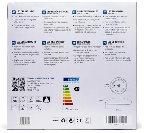Plafonieră LED cu senzor LED/24W/230V 3000K Aigostar