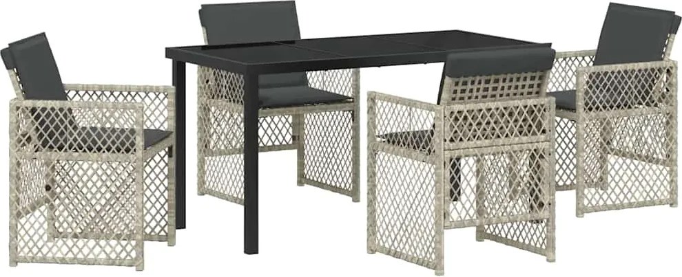 vidaXL Set de masă pentru grădină 5 pcs Gri deschis poliratan