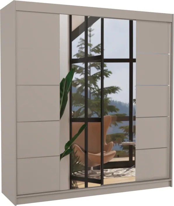 Dulap cu uși glisante DALMATIA – cu oglindă – 200x58x215 cm – Cașmir