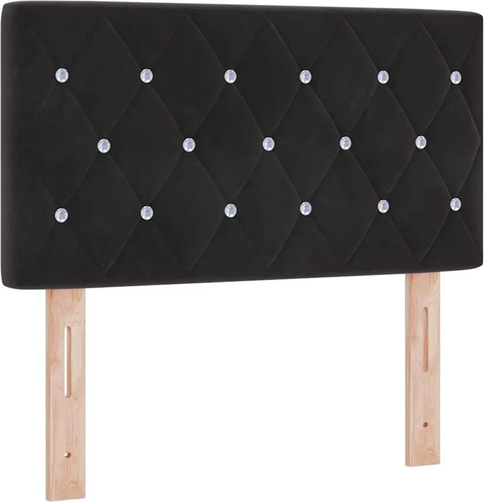 vidaXL Tăblie LED cu benzi LED cu headboard Manual Negru 80 cm Catifea