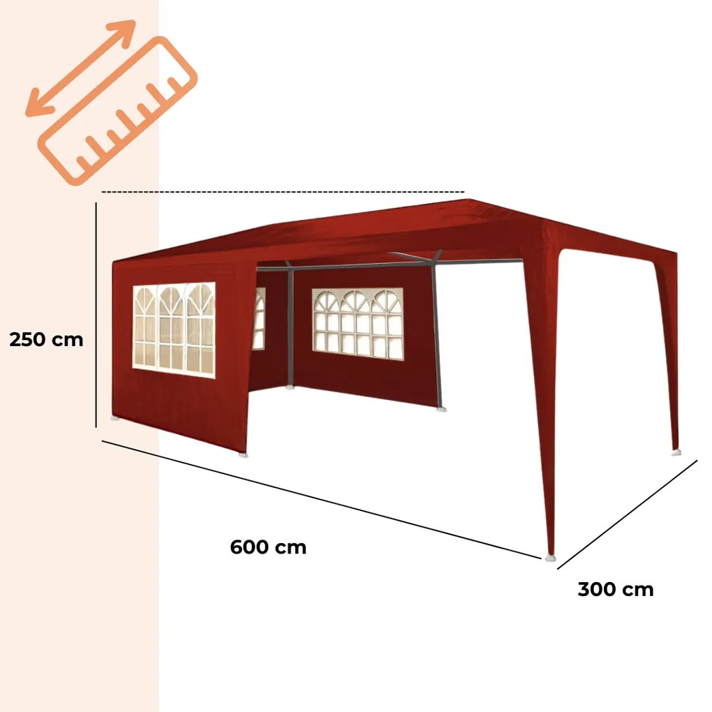 Cort de petrecere NEAPOL, 3x6m, roșu Jurhan
