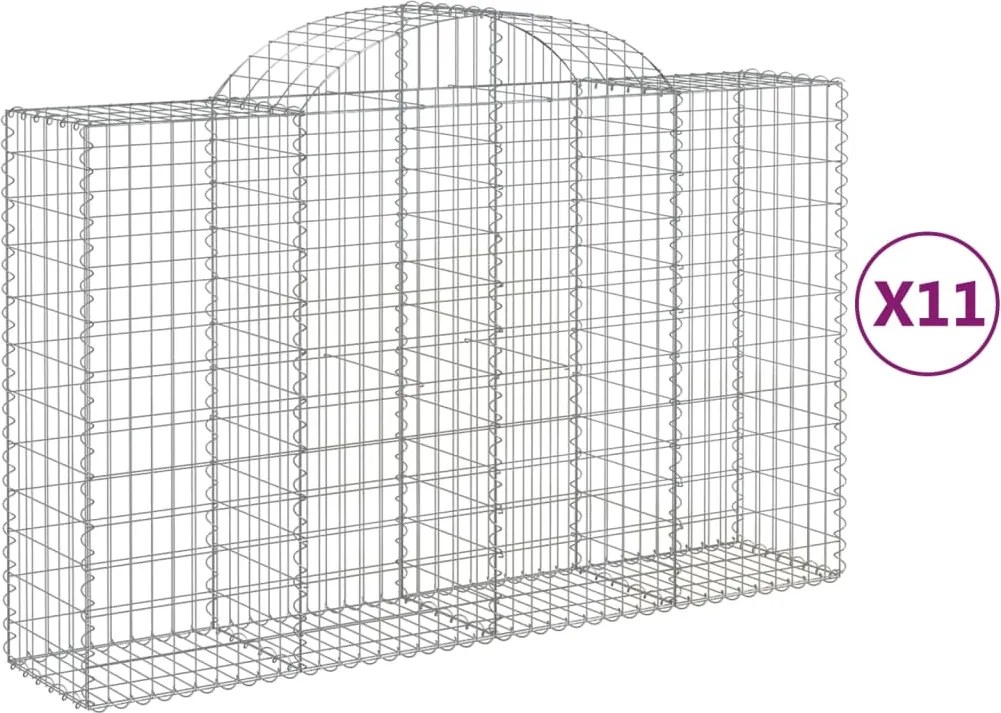 vidaXL Coșuri gabion arcuite 11 buc, 200x50x120/140 cm,fier galvanizat