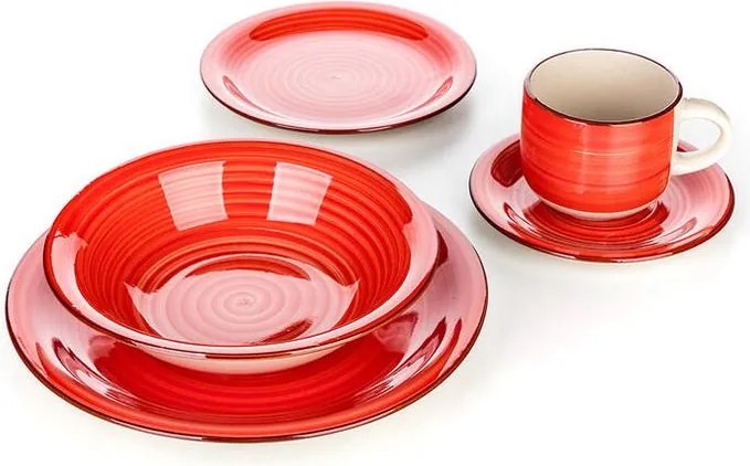 BANQUET Set de masă ceramic SPIRAL RED 30 piese
