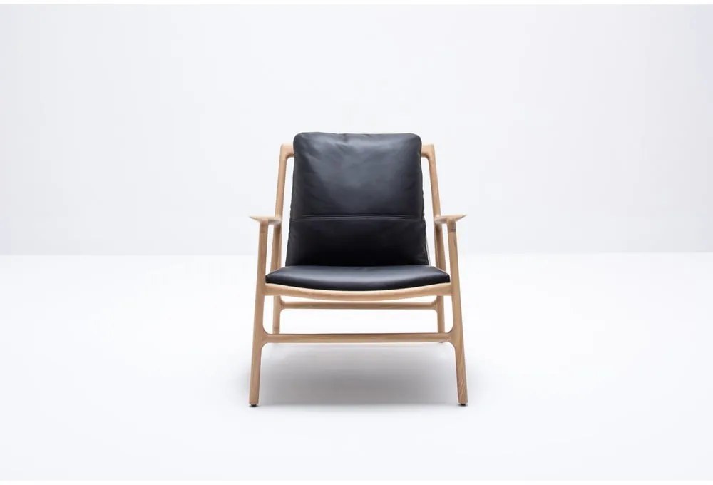 Fotoliu negru-natural cu tapițerie din piele Dedo – Gazzda