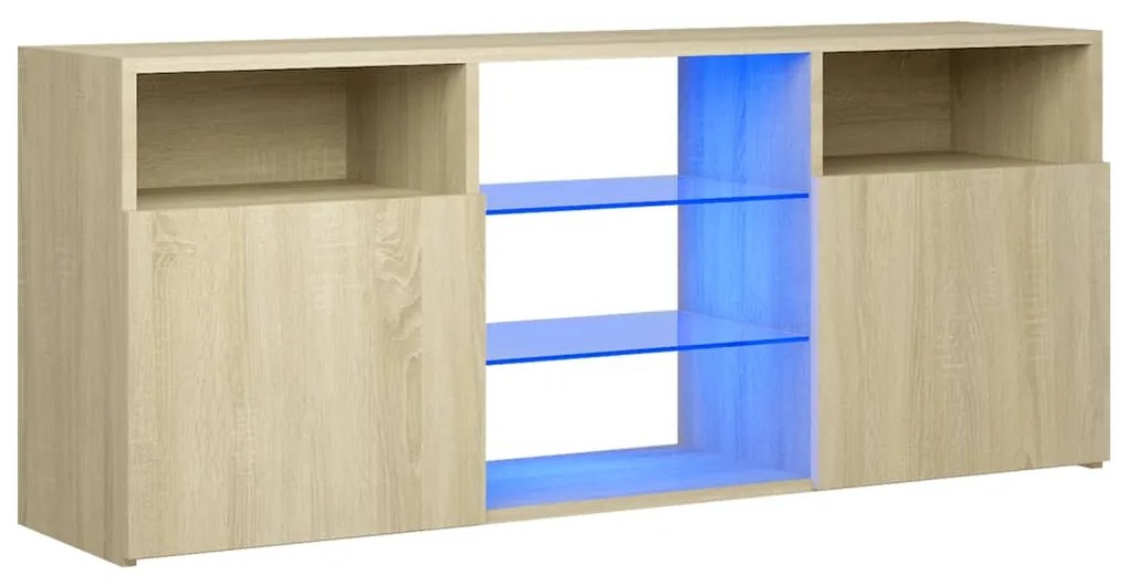 804304 vidaXL Comodă TV cu lumini LED, stejar sonoma, 120x30x50 cm