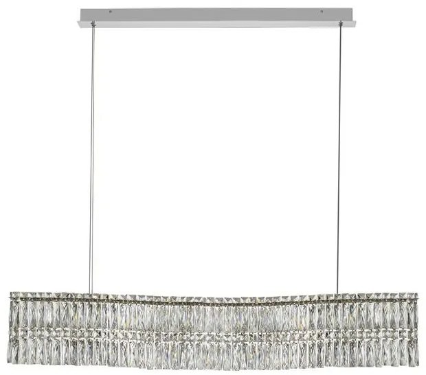 Lustra suspendata LED crom, cristale sticla NUVIA 120cm