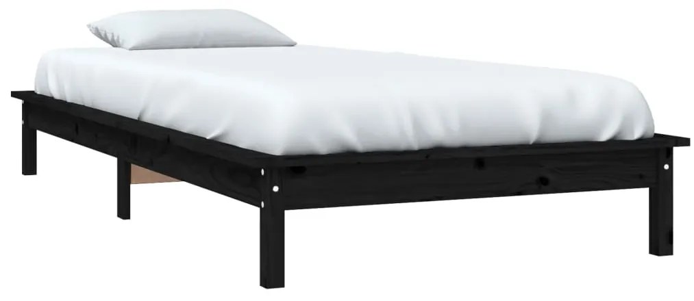 Cadru de pat Single 3FT, negru, 90x190 cm, lemn masiv de pin Negru, 90 x 190 cm