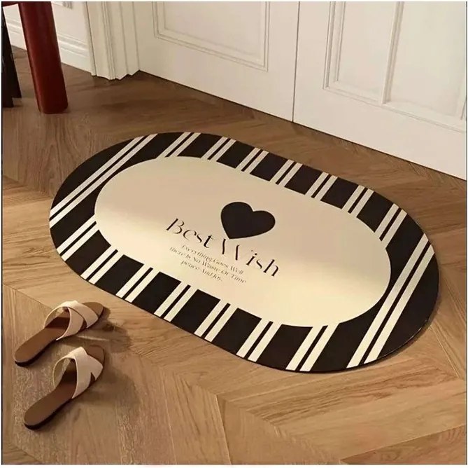Covoraș de baie negru/crem 60x100 cm Best Wish – Foutastic