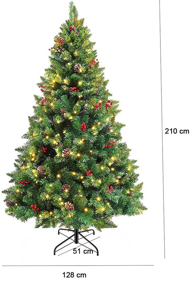Brad artificial, cu 320 LED-uri, alb cald-210 cm
