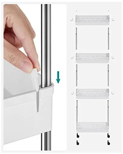 Dulap de depozitare mobil, Songmics, Alb, KSC10WT, 40 x 22 x 86 cm