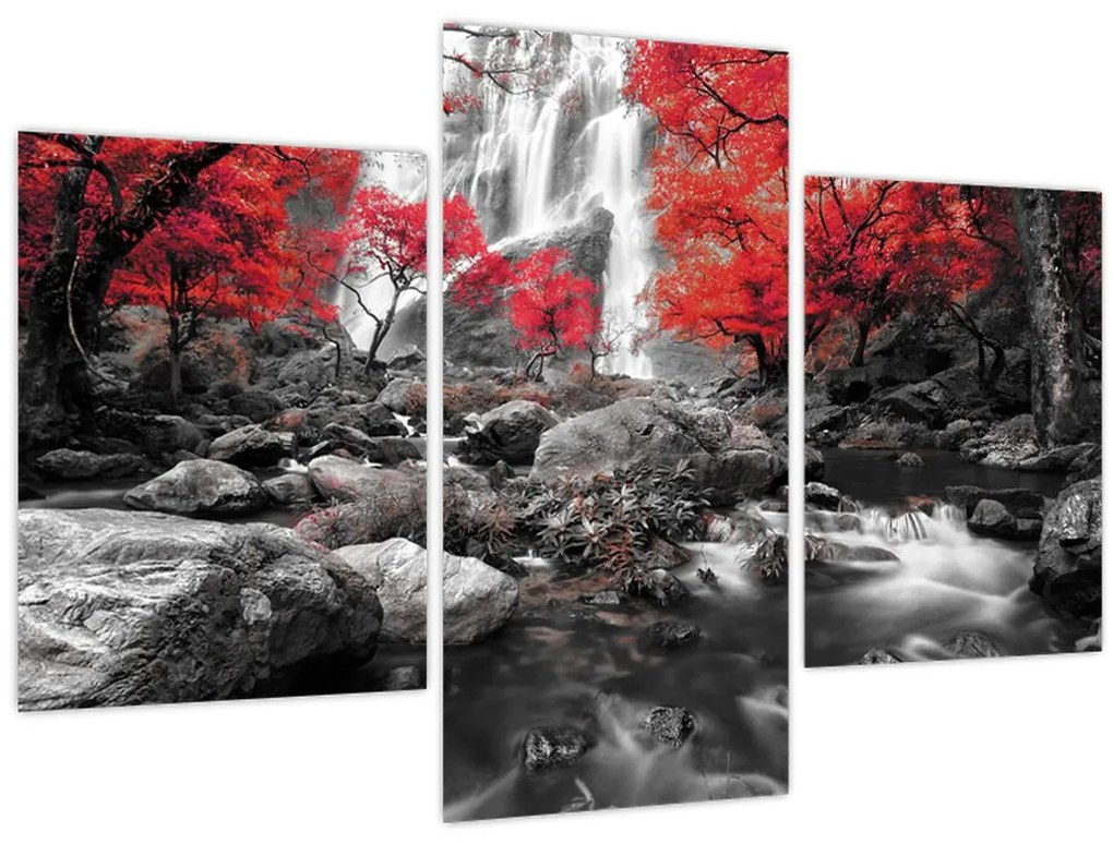 Tablou - Cascade în peisajul de toamnă (90x60 cm)