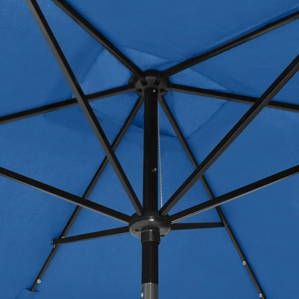 Umbrela de soare cu stalp din otel  LED-uri, albastru, 2x3 m azure blue