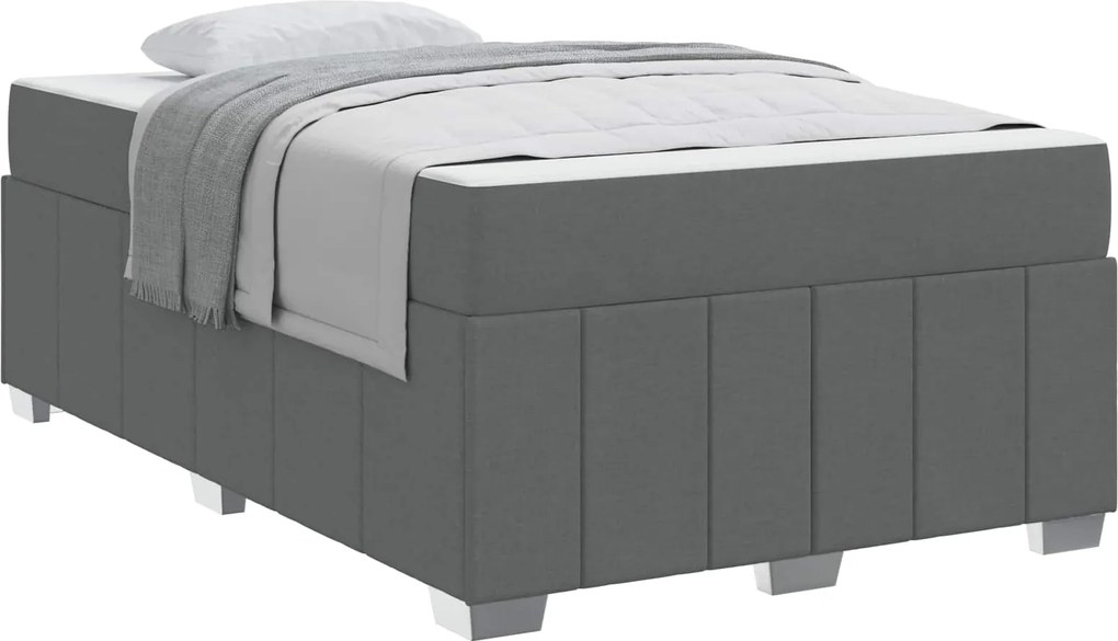 vidaXL Cadru de pat cu saltea Gri închis 120 x 200 cm țesătură