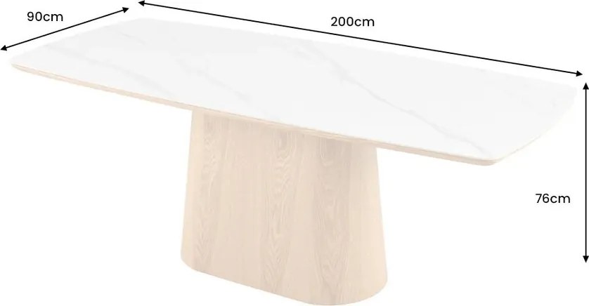 Masa sufragerie, Ceramica Alba, Furnir Stejar, UNIQUE 200cm A-45142 VC