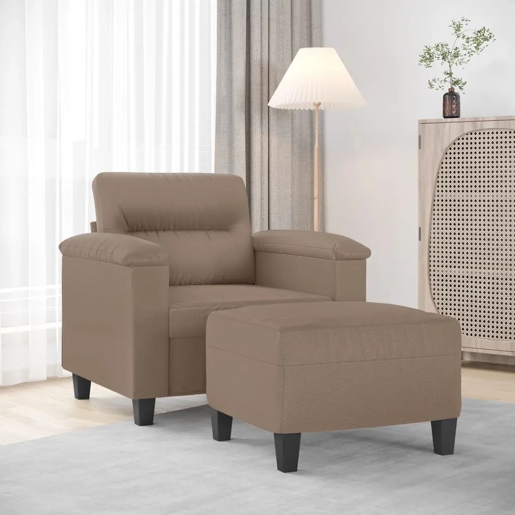 3153682 vidaXL Fotoliu canapea cu taburet, cappuccino, 60 cm, piele ecologică