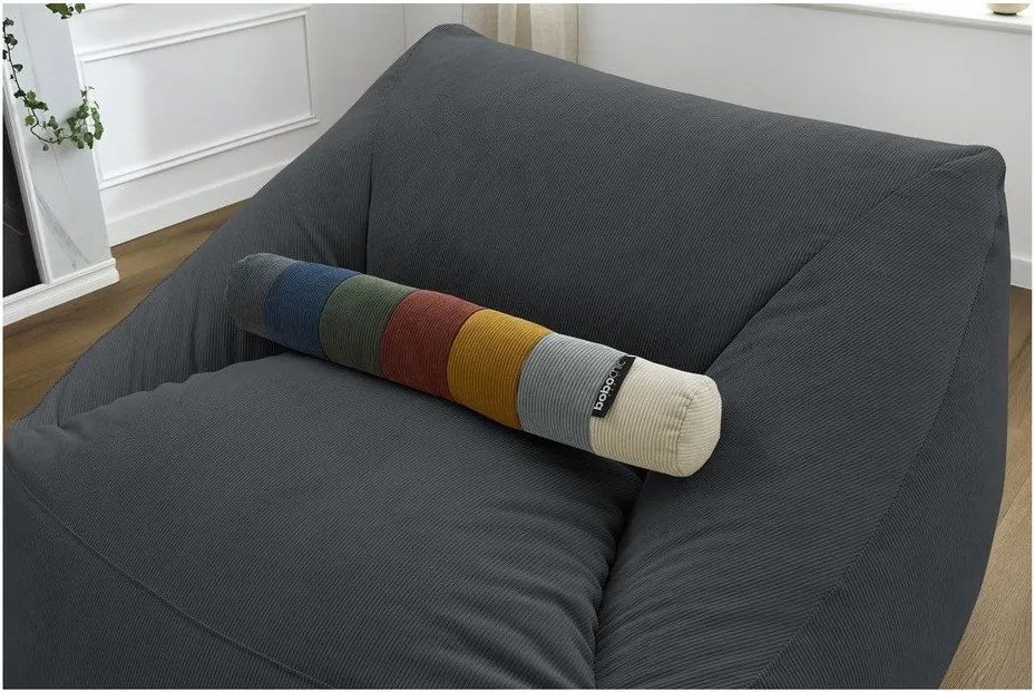 Fotoliu bean bag gri închis cu tapițerie din catifea reiată Lilibet – Bobochic Paris