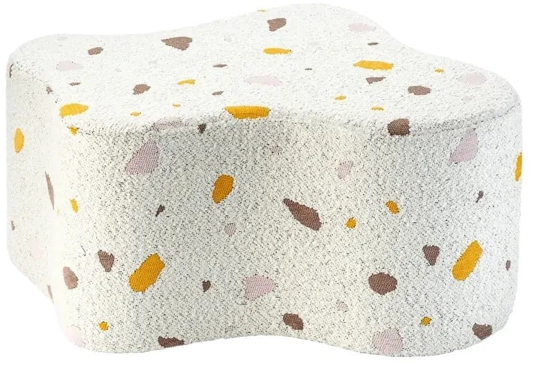 Puf de copii alb cu tapițerie din țesătură bouclé/cu tapițerie din chenille Terrazzo Cloud – Wigiwama
