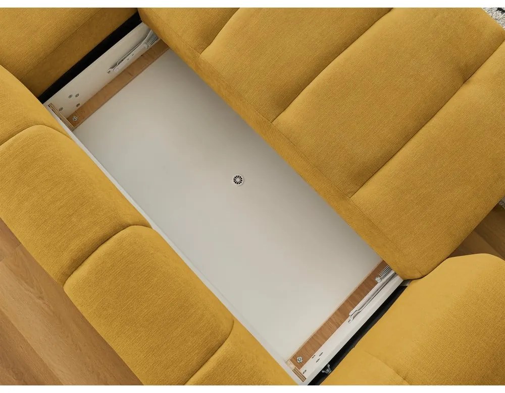 Colțar galben muștar extensibil/cu spațiu de depozitare (cu colț pe partea dreaptă/cu șezlong) Fuji – Bobochic Paris