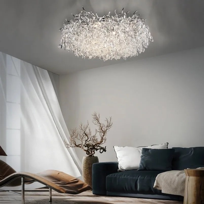 Lustra aplicata design magnific, crom, diametru 80cm, RICICLE