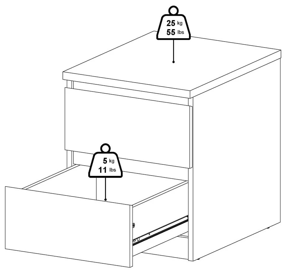 Noptieră cu aspect de lemn de stejar Naia - Tvilum