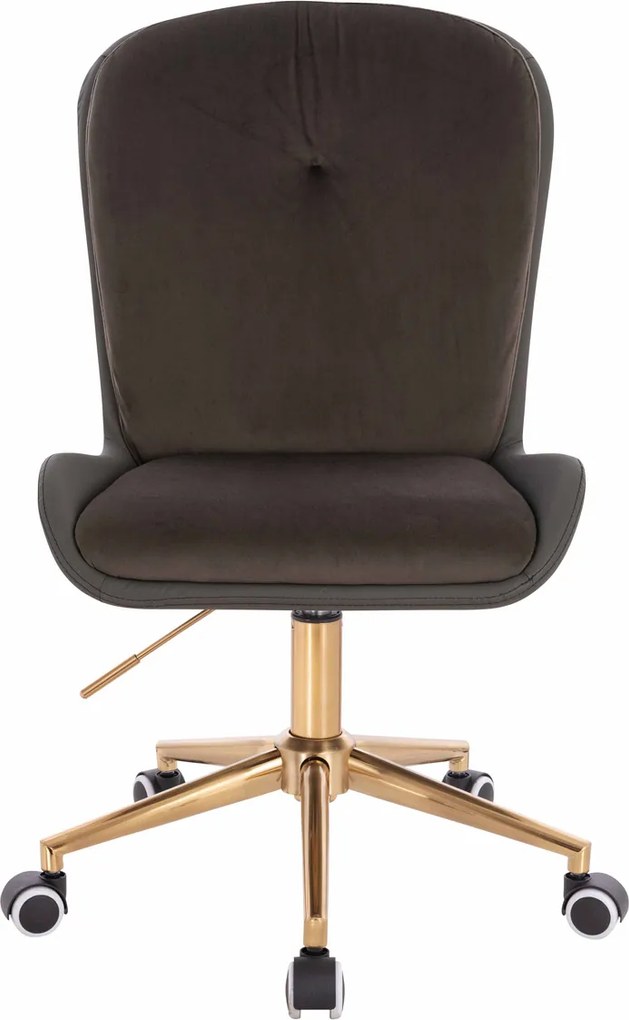 HR690K Scaun Velvet&amp;soft Piele Pu Ciocolată/Cafea Bază Aurie