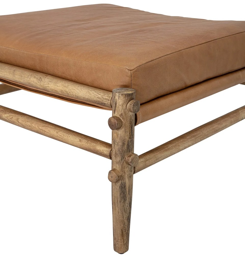 Taburet din piele de bivol și lemn de mango, natur, L84 cm, Aysia