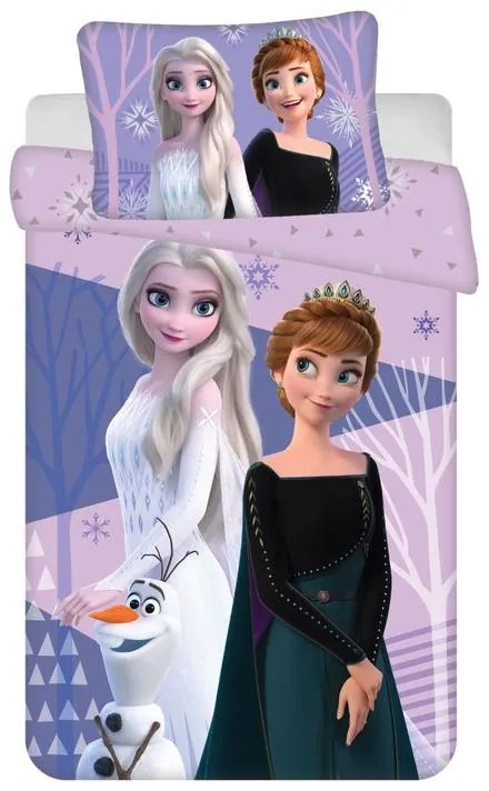 Disney Regatul de gheață Purple lenjerie pentru copii 100x135 cm, 40x60 cm