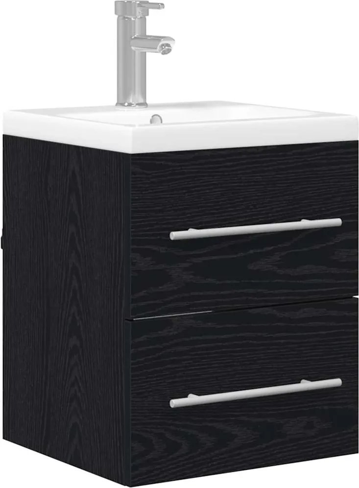 vidaXL Dulap pentru Chiuveta de Baie Stejar Negru 41 x 38,5 x 48 cm