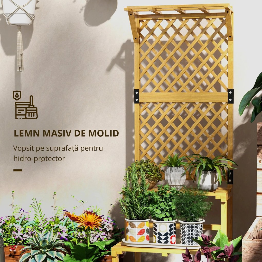 Outsunny Suport de plante din lemn cu spalier pentru plante | Aosom Romania