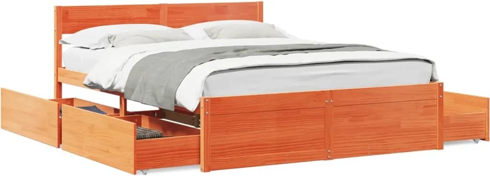 vidaXL Cadru de pat fără saltea, maro ceruit 150x200 cm lemn masiv pin